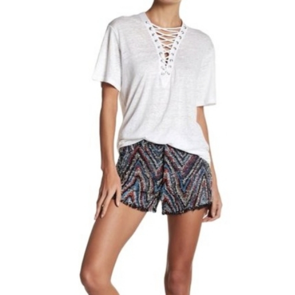 IRO WHIST CHEVRON FRAYED SHORTS Size 8